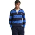 Gant Ganttil mænd. 2004083 Kraftig blå stribet poloshirt (XXL), Casual, Bomuld, Lange ærmer