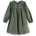 Scotch & Soda Seersucker Embroidered Kjole Med Lange ærmer