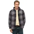 Superdry Superdrytil mænd. M4011018A Merchant Heavy Checked Homestead navy skjorte (XL), Casual, Bomuld, Lange ærmer, Blå