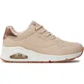 SKECHERS Skecherstil kvinder. 155196 Træningssko Uno - Shimmer Away beige (39), 3-5 cm, Blonder, Casual, Sport, Løb, Sportstøj, Multisport