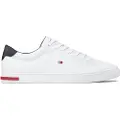 Tommy Hilfiger Tommy Hilfigertil mænd. FM0FM04047 Vulcanised Essential Leather Sneakers i hvidt læder (44), Fast, 1-3 cm, Blonder, Casual