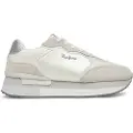 Pepe Jeans Pepe Jeanstil kvinder. PLS60033 Rusper Shine hvide træningssko i læder (40), Fast, Ruskind, Blonder, Casual