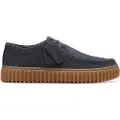 Clarks Shoes Clarkstil mænd. 26179708 Lædersko Torhill Lo navy (44.5), 1-3 cm, Ruskind, Blonder, Casual, Blå