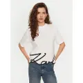 Karl Lagerfeld Karl Lagerfeldtil kvinder. A1W17013 Signature Hem T-shirt hvid (S), Casual, Korte ærmer, Økologisk bomuld, Bæredygtig