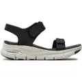 SKECHERS Skecherstil kvinder. 119247 Sorte slingback-sandaler (39), Stof, Fast, Velcro, Casual, Sport