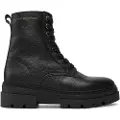 Tommy Hilfiger Tommy Hilfigertil kvinder. FW0FW08160 Læderstøvler med sorte såler med nitter (37), 5-8 cm, Lynlås, Casual