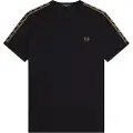 Fred perry Fred Perrytil mænd. M4613 Tape Ringer T-shirt sort (M), Casual, Bomuld, Korte ærmer