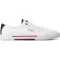 Pepe Jeans Pepe Jeanstil mænd. PMS30816 Basic sko Brady hvid (45), Stof, Fast, Blonder, Casual, Bæredygtig
