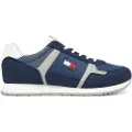 Tommy Hilfiger Tommy Jeanstil mænd. EM0EM01590 Træningssko med navy-logo og blandede teksturer (44), Fast, Blonder, Casual, Blå
