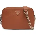 GUESS Guesstil kvinder. HWZG9672140 Mini skuldertaske Noelle saffiano brun (OSFA), Casual, Polyuretan