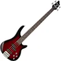 Gear4Music Chicago Basguitar fra Gear4music Trans Red Burst - Næsten ny