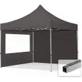 TOOLPORT 3x3m, aluminium, easy-up-pavillon, 2 sidedele, mørkegrå