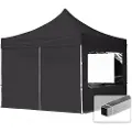 TOOLPORT 3x3m, aluminium, easy-up-pavillon, 4 sidedele, sort