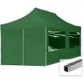 TOOLPORT 3x6m, aluminium, easy-up-pavillon, 4 sidedele, mørkegrøn