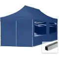 TOOLPORT 3x6m, aluminium, easy-up-pavillon, 4 sidedele, mørkeblå
