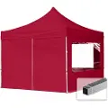 TOOLPORT 3x3m, aluminium, easy-up-pavillon, 4 sidedele, rød