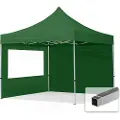 TOOLPORT 3x3m, aluminium, easy-up-pavillon, 2 sidedele, mørkegrøn