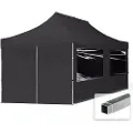 TOOLPORT 3x6m, aluminium, easy-up-pavillon, 4 sidedele, sort