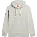 Superdry Superdrytil mænd. M2013698A Grafisk sweatshirt med hætte og præget logo, grå (S), Casual, Bomuld, Bæredygtig