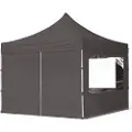 TOOLPORT 3x3m, aluminium, easy-up-pavillon, 4 sidedele, mørkegrå