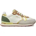 Pepe Jeans Pepe Jeanstil kvinder. PLS40010 Brit Print Læder Sneakers hvid (36), Fast, Blonder, Casual