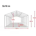 TOOLPORT 5x16m PVC lagertelt, mørkegrøn, med bundramme, med statikpakke (blød undergrund)