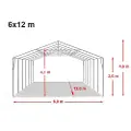 TOOLPORT 6x12m, Telthal, PVC-teltdug, grå, med statikpakke (beton undergrund)