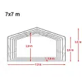 TOOLPORT 7x7m, Telthal, PVC-teltdug, grå, med statikpakke (blød undergrund)