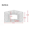 TOOLPORT 5x16m, Telthal, PVC-teltdug, grå, med statikpakke (beton undergrund)