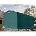 TOOLPORT 4x24m, Garagetelt, PVC-teltdug, mørkegrøn, med statikpakke (beton undergrund)