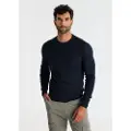Six Valves Six Valvestil mænd. 570131227 Basic Navy Jaquard-pullover (XXL), Casual, Bomuld, Lange ærmer, Blå