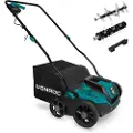 Vonroc Plænelufter – 2-i-1 - Vertikalskærer - Mosfjerner - 1300W | 32cm | Inkl. 35L Opsamler, Vægophæng og 2 Ruller