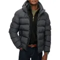 Superdry Superdrytil mænd. M5011905A Quiltet sportsjakke sort (M), Casual, Genanvendt polister, Bæredygtig