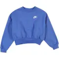Nike Sportswear Club Fleece-sweatshirt med firkantet pasform og rund hals til piger - blå