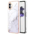 Mtp Products Marble Pattern Electroplated IMD Nothing Phone (1) TPU Cover - Hvid