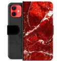 Mtp Products iPhone 12 mini Premium Flip Cover med Pung - Rød Marmor