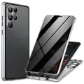 Mtp Products Samsung Galaxy S24 Ultra Magnetisk Cover med Hærdet Glas - Privatliv - Sølv