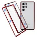 Mtp Products Samsung Galaxy S22 Ultra 5G Magnetisk Cover med Hærdet Glas - Rød