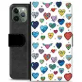 Mtp Products iPhone 11 Pro Premium Flip Cover med Pung - Hjerter