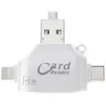 Mtp Products 4-i-1 Multifunktionel MicroSD/SD Kortlæser - Hvid