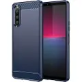 Mtp Products Sony Xperia 10 V Børstet TPU Cover - Karbonfiber - Blå
