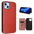 Mtp Products iPhone 14 Plus Flip Cover - Karbonfiber - Brun