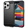 Mtp Products iPhone 15 Pro Børstet TPU Cover - Karbonfiber - Sort