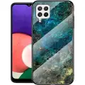 Mtp Products Marble Series Samsung Galaxy A22 4G Hærdet Glas Cover - Grøn