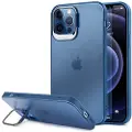 Mtp Products iPhone 12 Pro Max Hybrid Cover med Skjult Stand - Blå / Gennemsigtig