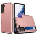 Mtp Products Samsung Galaxy S21 5G Hybrid Cover med Glidende Kortslot - Rødguld