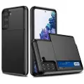 Mtp Products Samsung Galaxy S21 5G Hybrid Cover med Glidende Kortslot - Sort