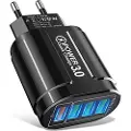 Mtp Products Universal 4-Port Hurtig Oplader USB Power Adapter - 48W - Sort