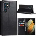 Mtp Products Samsung Galaxy S22 Ultra 5G Læderpung med Stativ - Sort
