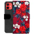 Mtp Products iPhone 12 mini Premium Flip Cover med Pung - Vintage Blomster